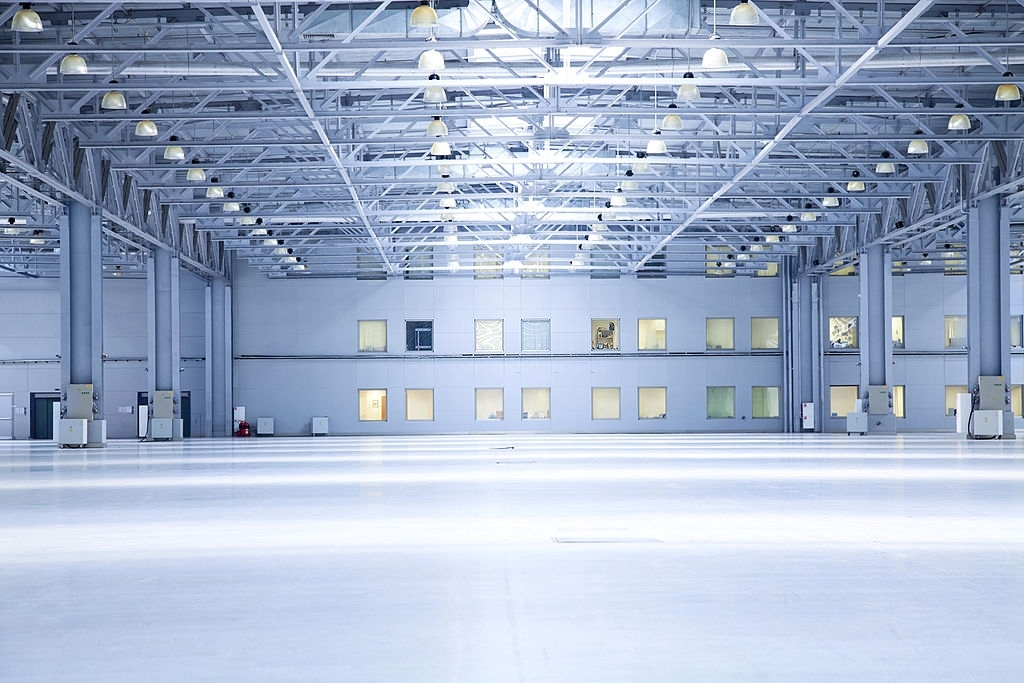 empty room of modern  storehouse with office rooms